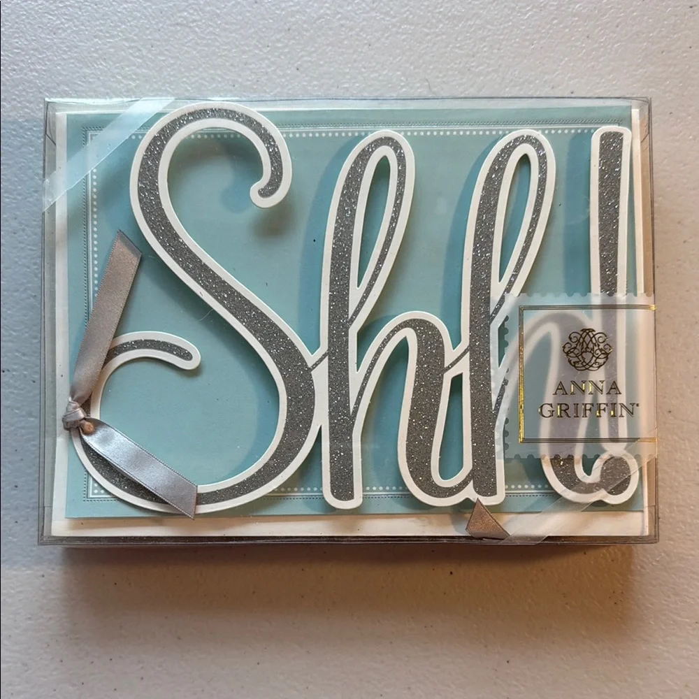 Anna Griffin Lot of 3 Packs-Shh! Glitter Accent Teal Party Invitations 30 total